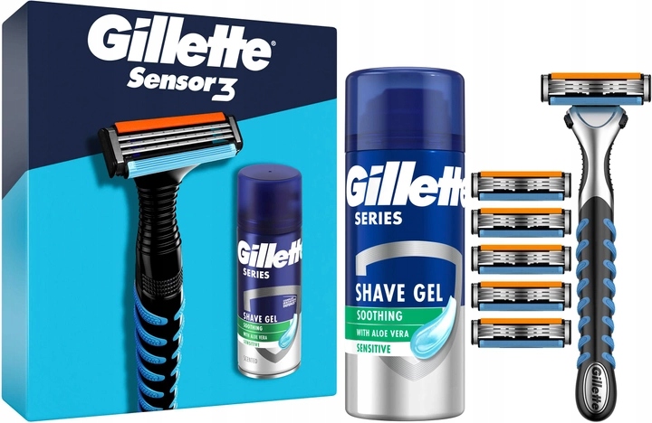 Gillette Sensor 3 holicí strojek 6 břitů gel na holení dárková sada