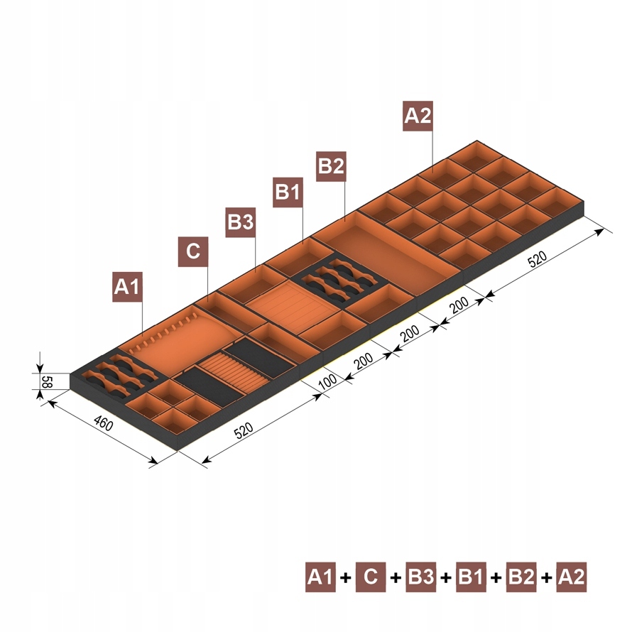 WKŁAD DO SZUFLAD SZAFY B3 CZARNY/POMARAŃCZOWY REJS Marka Rejs