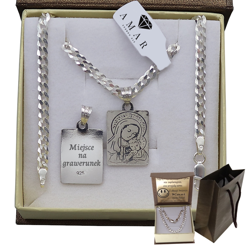Stříbrný Plný Řetízek Pánský Pancr S Přívěskem Ryzost 925 Gravírování Bonus