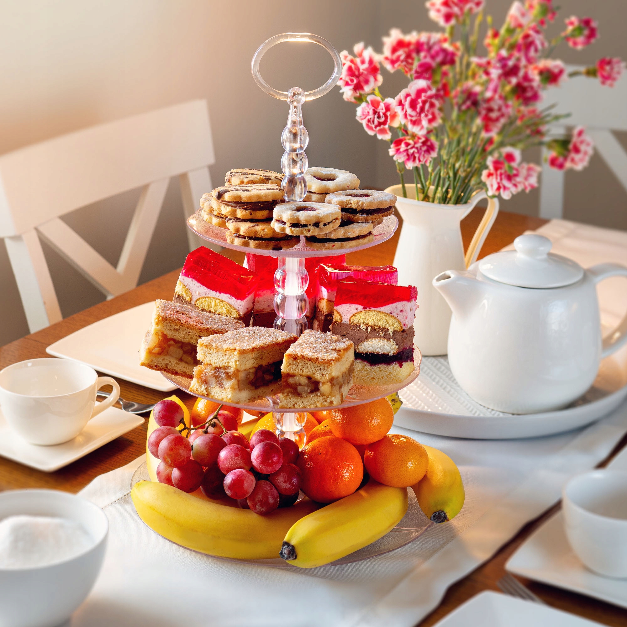 PATERA NA CIASTO SZKLANA OWOCE 3 PIĘTROWA OKRĄGŁA TALERZ NA CIASTA Kod producenta K341