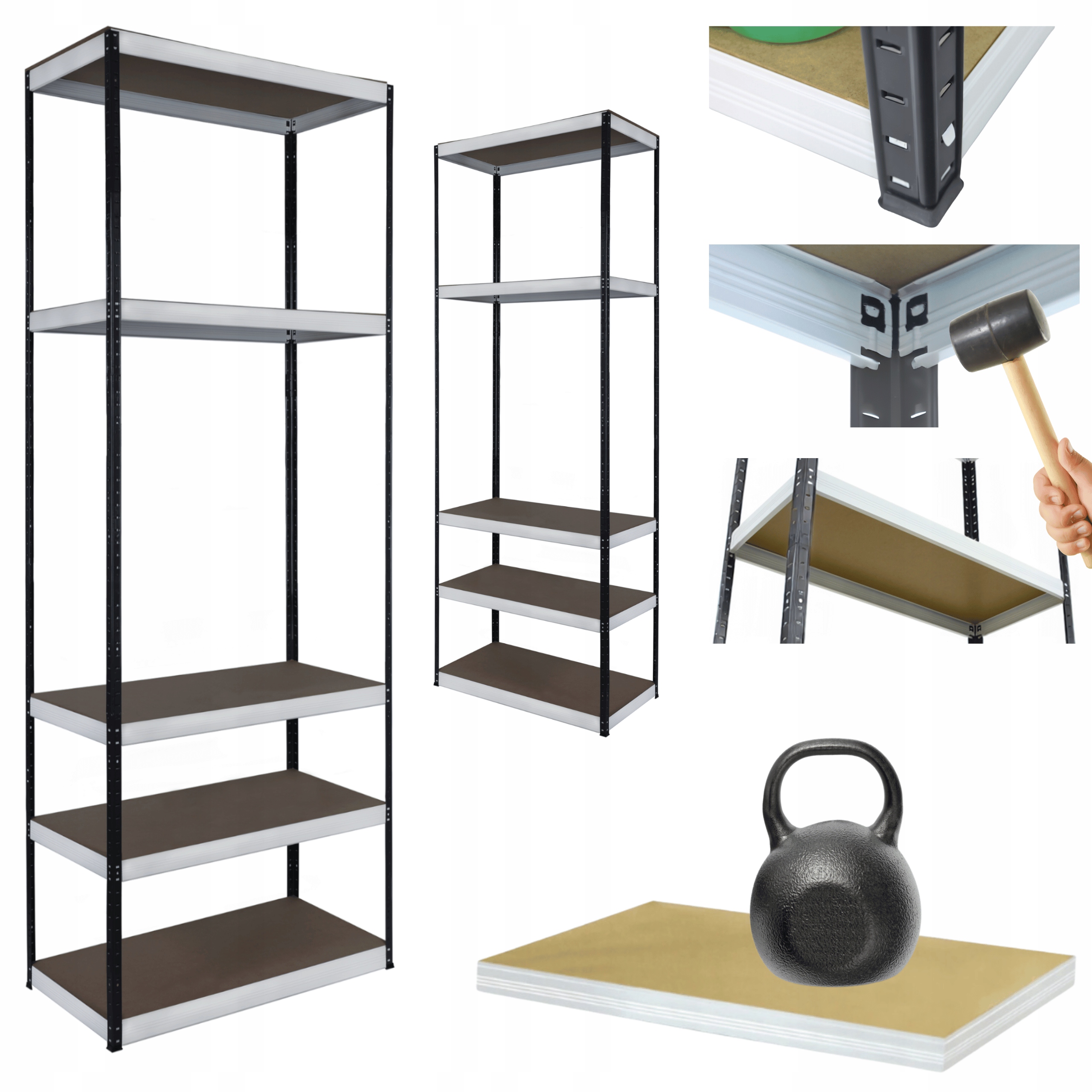 Kovový skladový regál Helios 213x30x30 cm 5Px175 kg Pevný