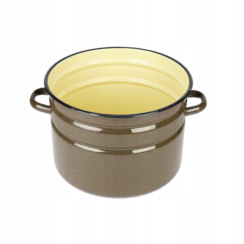 GARNEK EMALIOWANY 15L DUŻY GAR SZEROKI Z POKRYWĄ DO BIGOSU WEKÓW TRADYCYJNY Linia brak