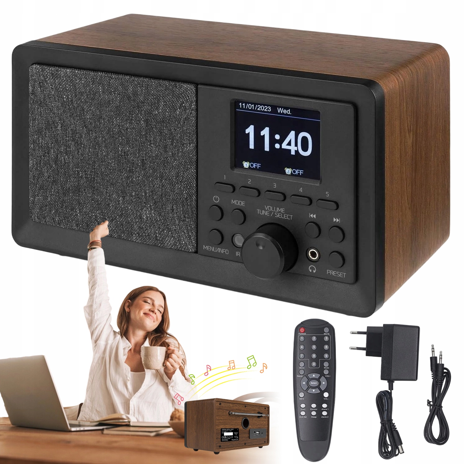 Digitální Rádio Dab+ Fm S Časovačem 8 Úrovní Bluetooth Vysoké Kvality