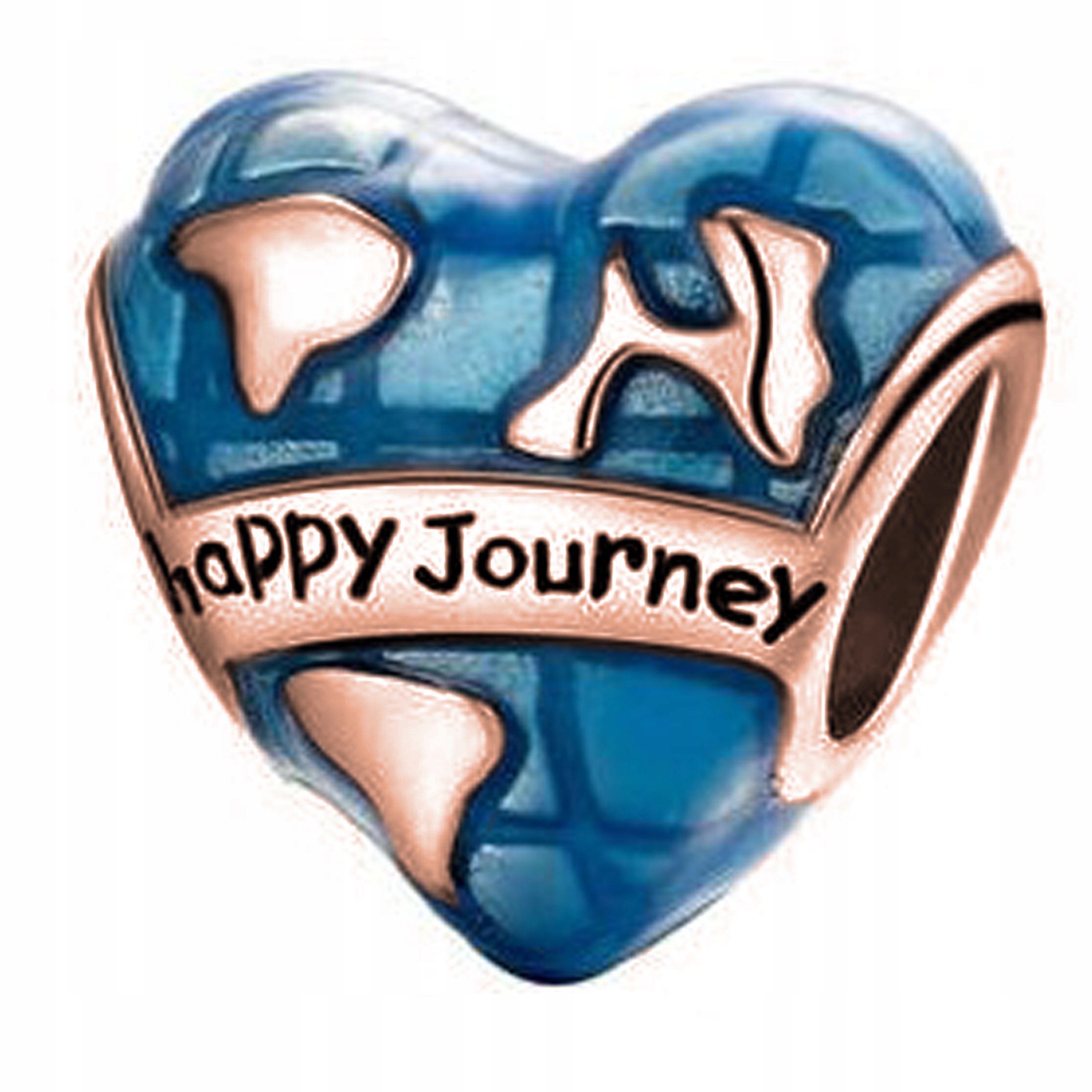 Přívěsek srdce cestování země růžové zlato stříbro 925