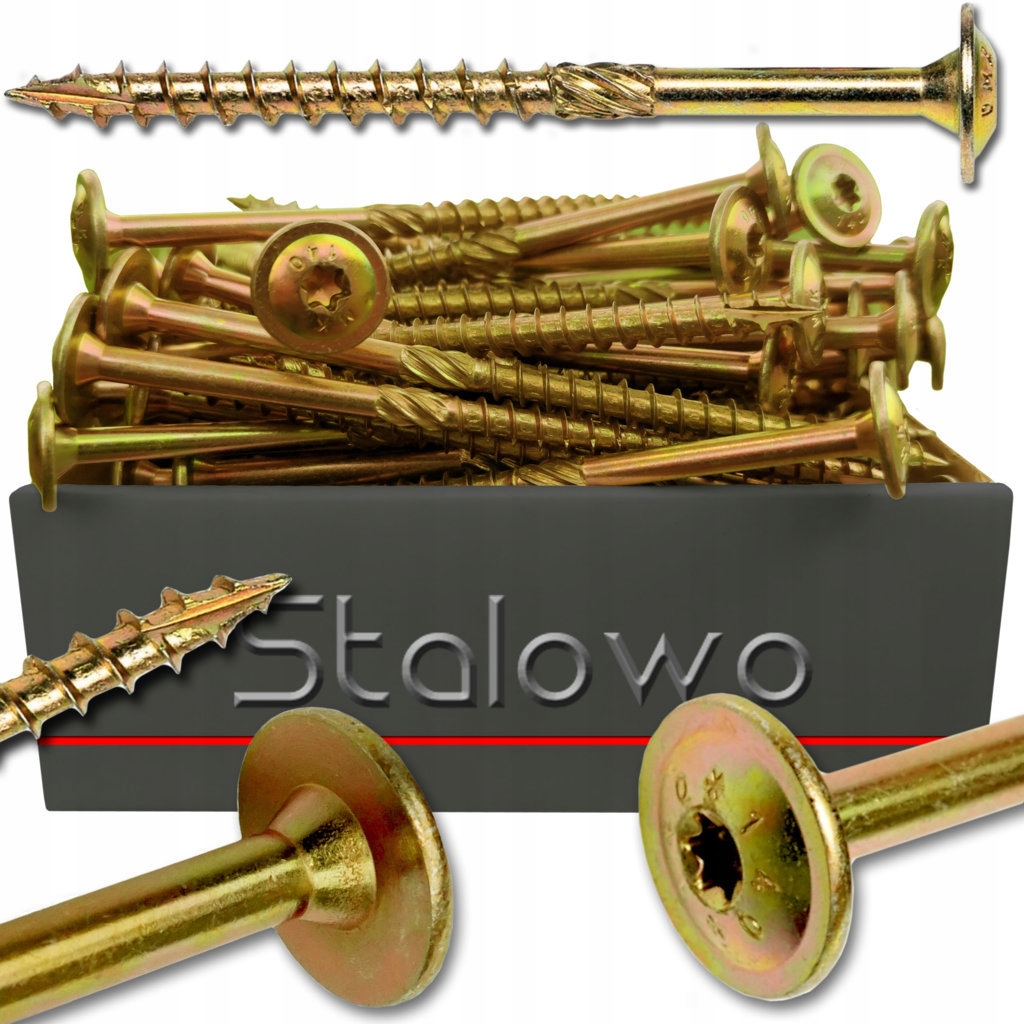 WKRĘTY CIESIELSKIE DO DREWNA TALERZOWE 6X160 MM TORX 30 100 SZTUK