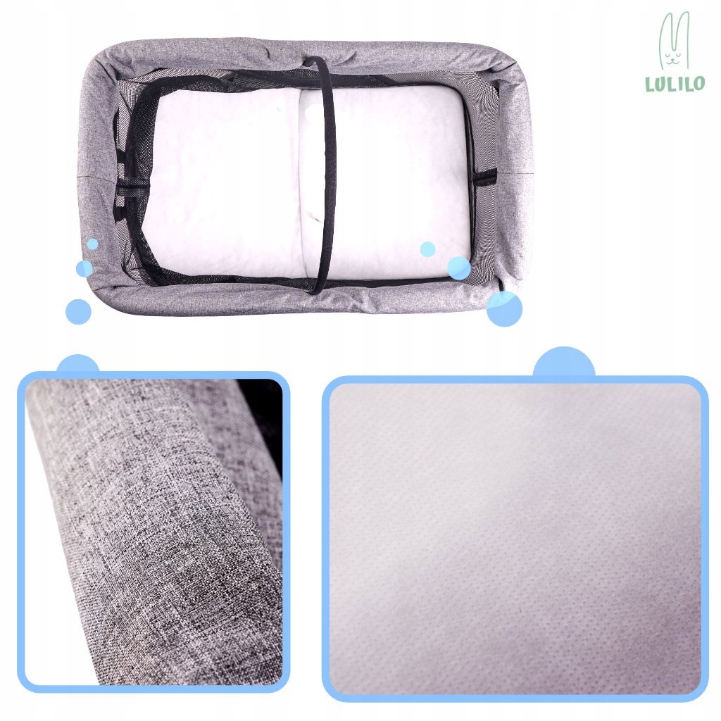 ŁÓŻECZKO TURYSTYCZNE KOJEC SKŁADANE Z MOSKITIERĄ 2w1 Kolor odcienie szarości i srebra