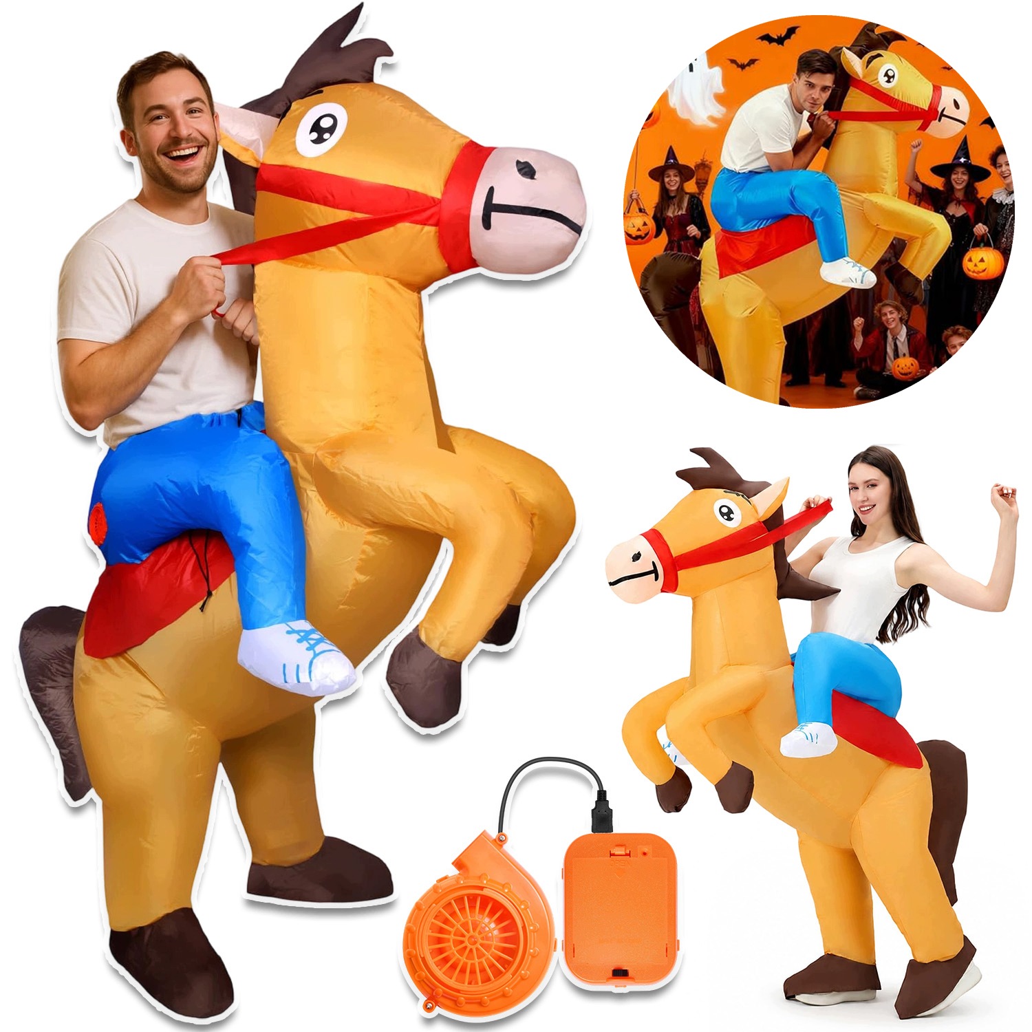 Nafukovací Set Jezdec Na Koni Cosplay Kůň Halloween Karneval 150-190 CM