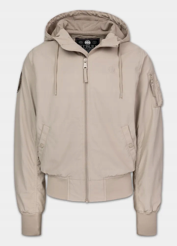 Pánská přechodová bomber bunda s kapucí Pitbull Hooper s malým logem M