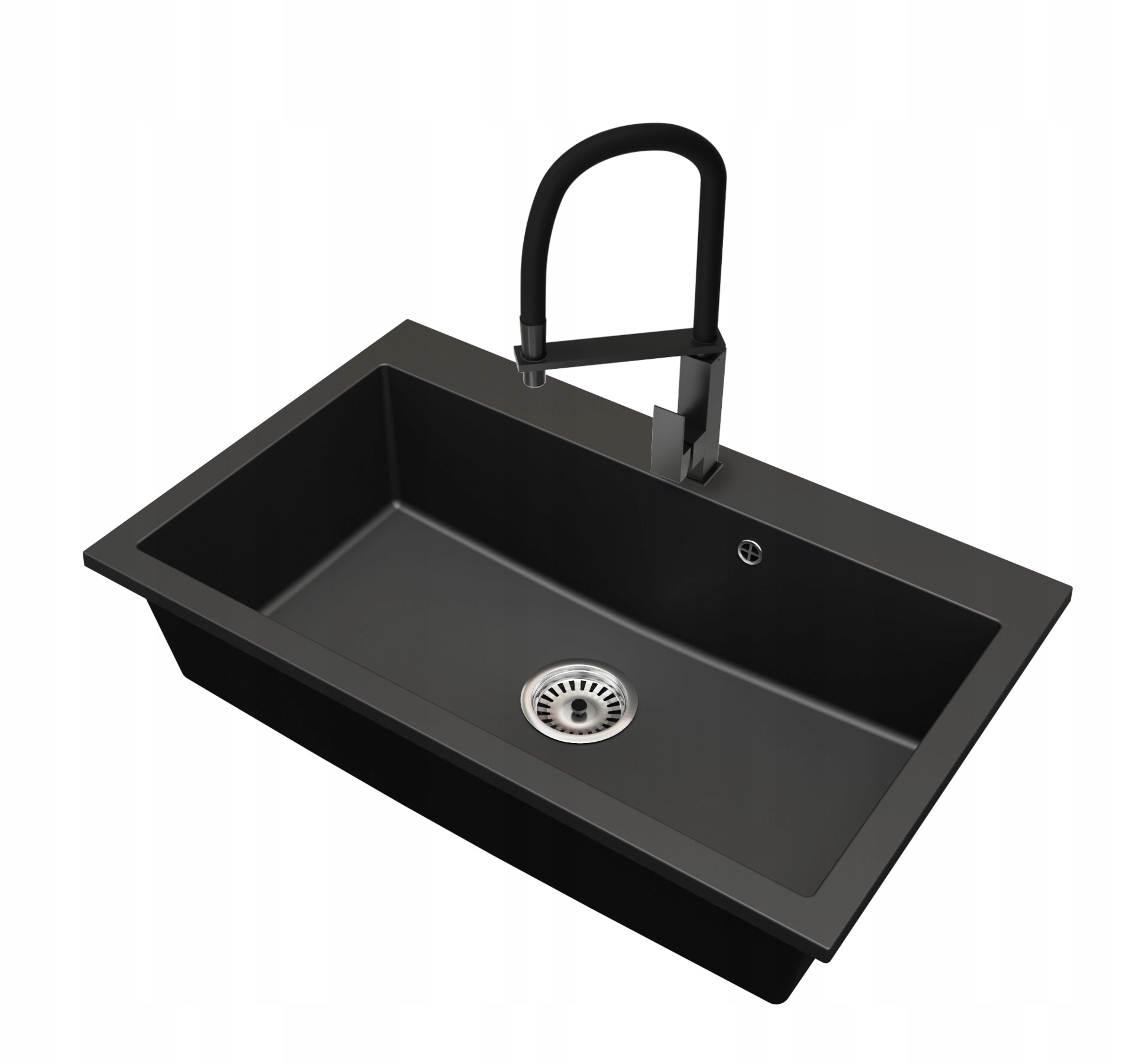 Kuchyňský granitový dřez Jednokomorový Elite 80 Baterie Sifon Chrom