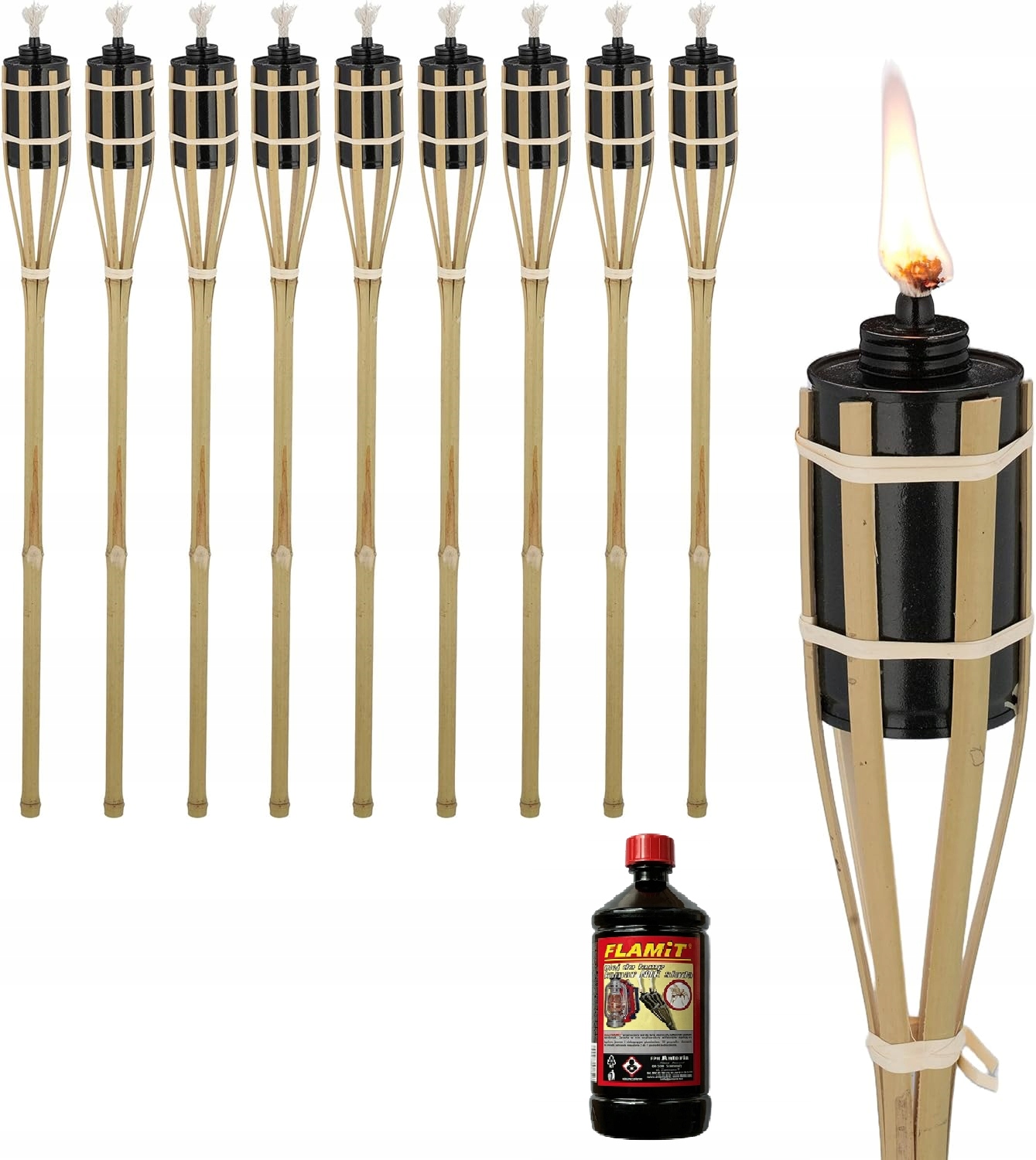 Pochodnia Bambusowa 120 CM 10 Szt+olej 0,980 ML