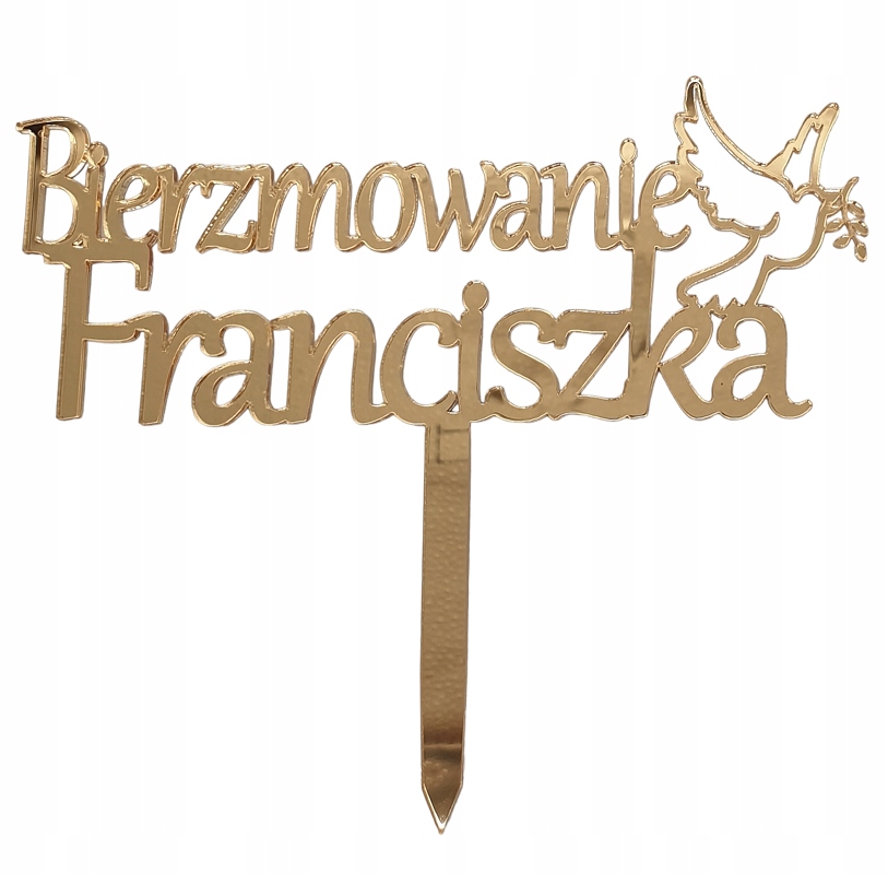 

Topper na bierzmowanie z imieniem Imię złoty