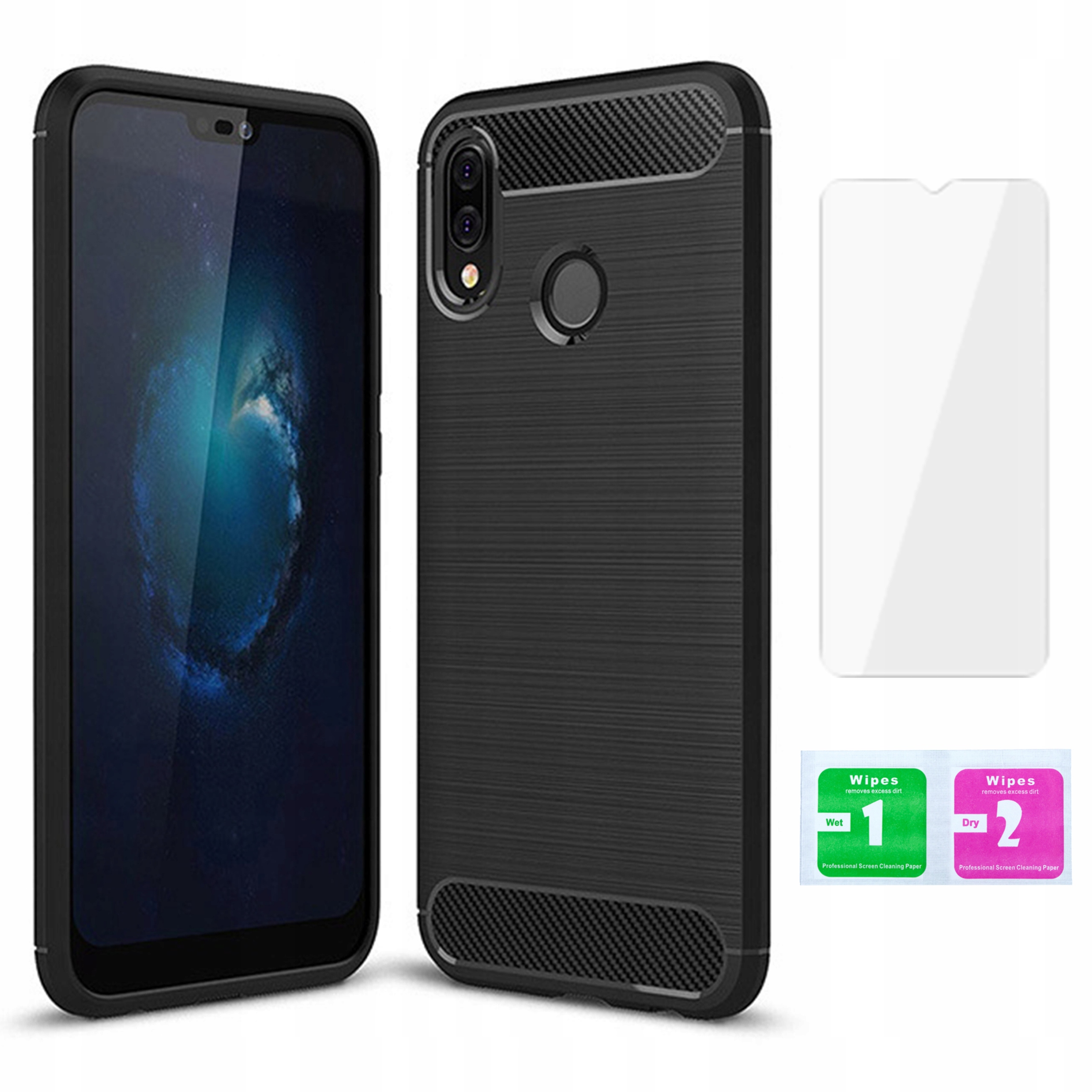 

Etui Pancerne Karbon do Huawei P20 Lite Szkło