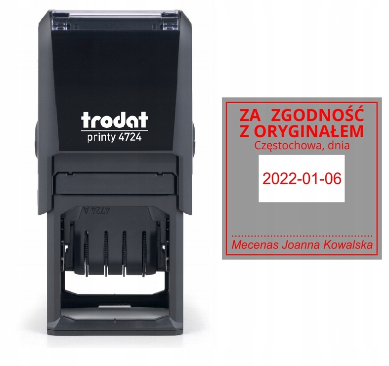 Pieczątka ZA ZGODNOŚĆ - Datownik Trodat 4724