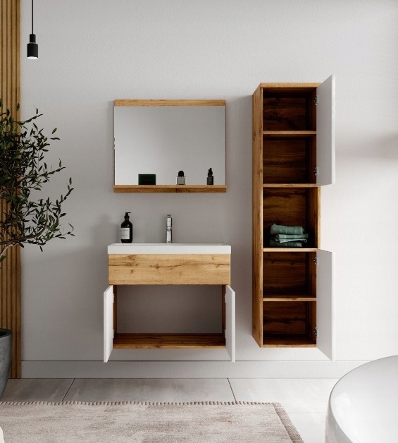 Meble łazienkowe szafka pod umywalkę słupek lustro EAN (GTIN) 5903211068478