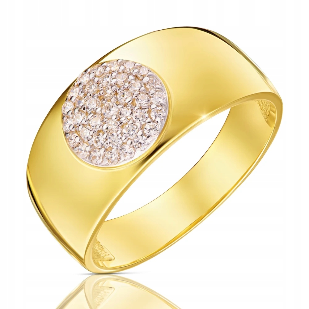 Zlatý Prstýnek 585 Široký Jako Snubní Prsten V Rámu Kamenů Nádherný VEL.21