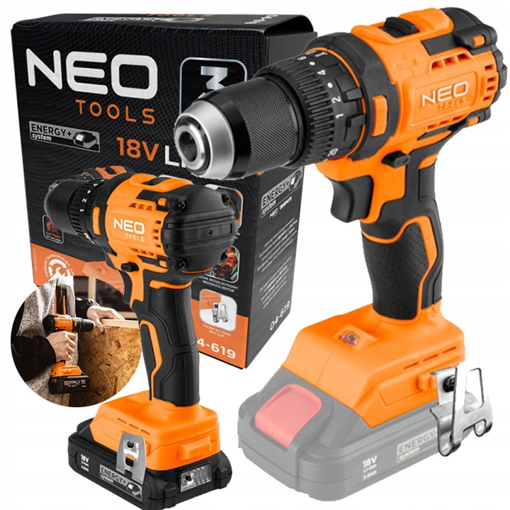 Wiertarko-wkrętarka Udarowa Bezszczotkowa 18V, Uchwyt 13MM Neo Tools 04-619