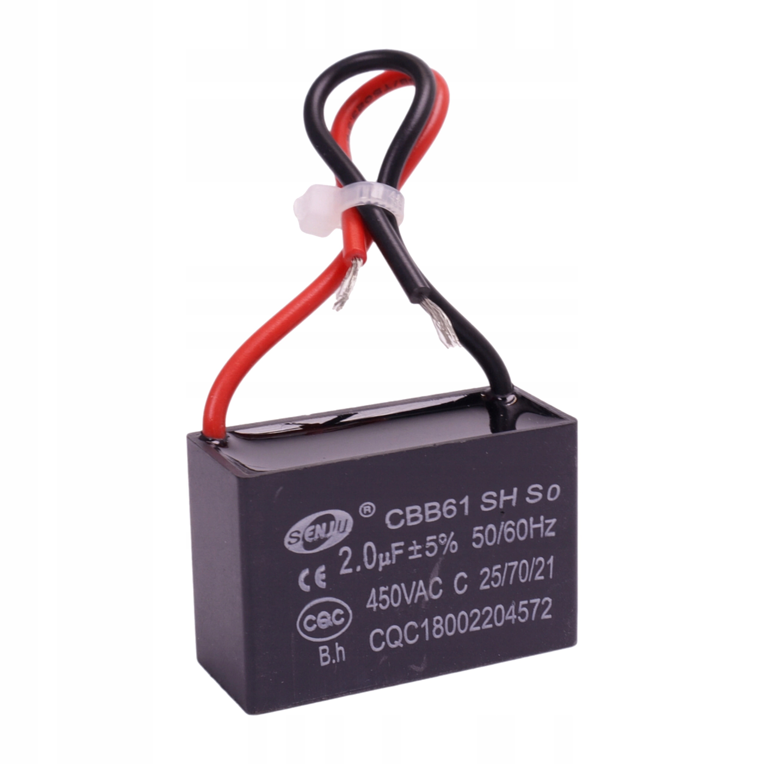 Kondensator Rozruchowy CBB61 2.0uF 450VAC do Silników z Przewodami Diy