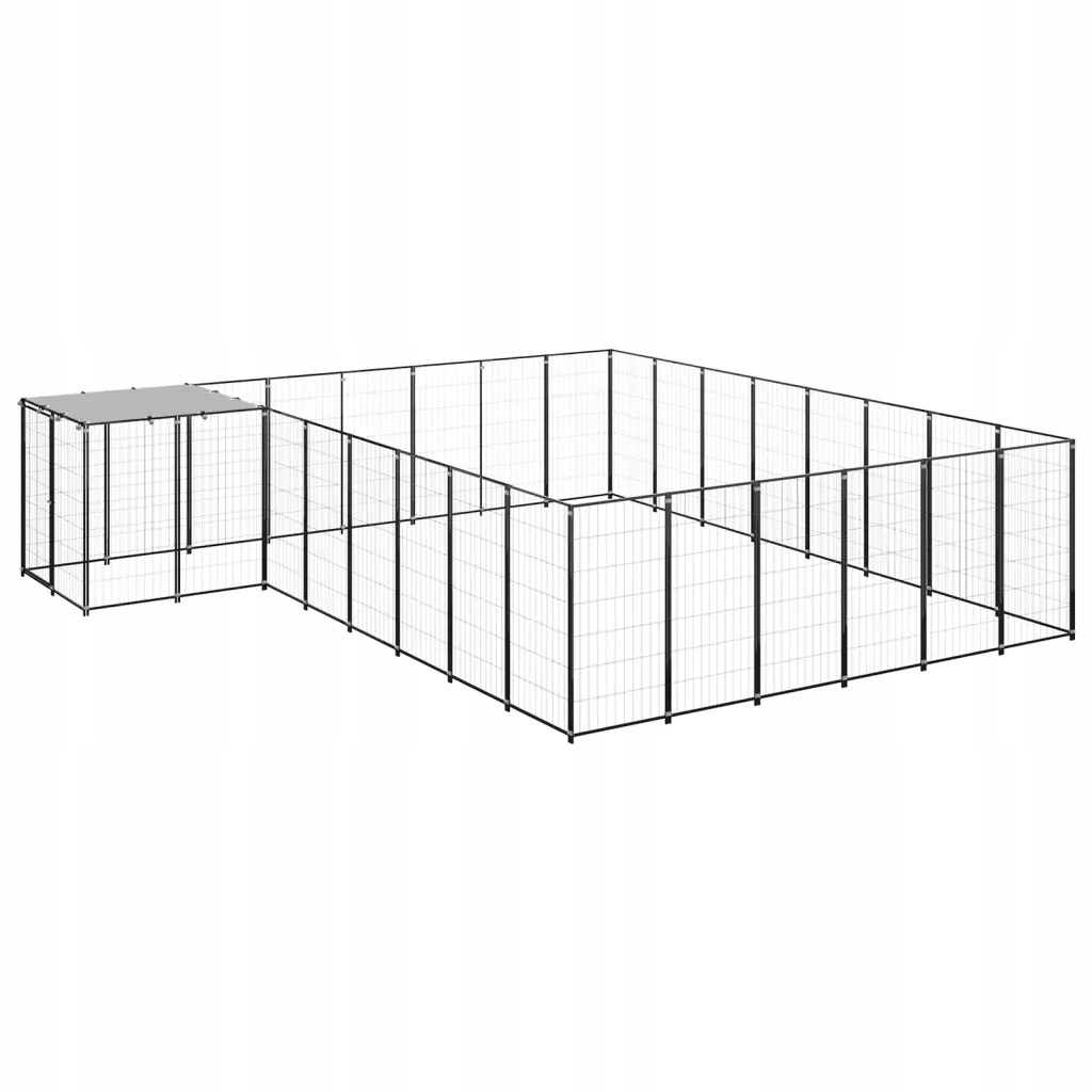Levně Kotec pro psa, černá, 15,73 m², ocelová