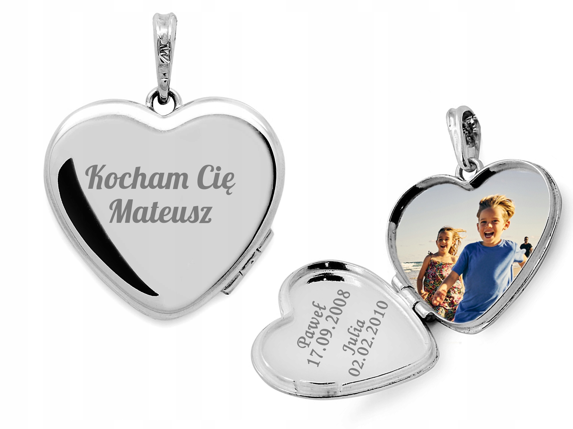 

Srebrny Sekretnik 925 Serce Medalion Dedykacja