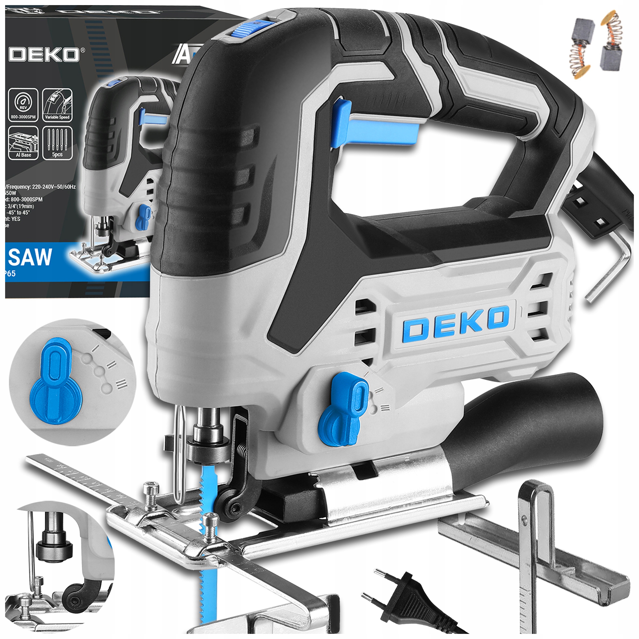 přímočará pila Deko 550 W, výkonná řezačka, pilový plátek, regulace