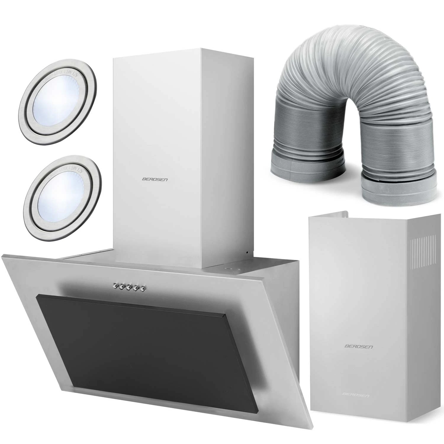 Kuchyňský Odsavač Par Komínový Berdsen 60 cm Inox Černý BT-209