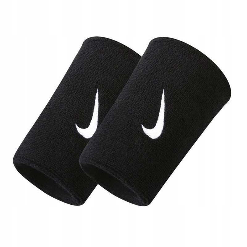 Frotki na rękę Nike Swoosh Double Wristband Czarne 2 szt