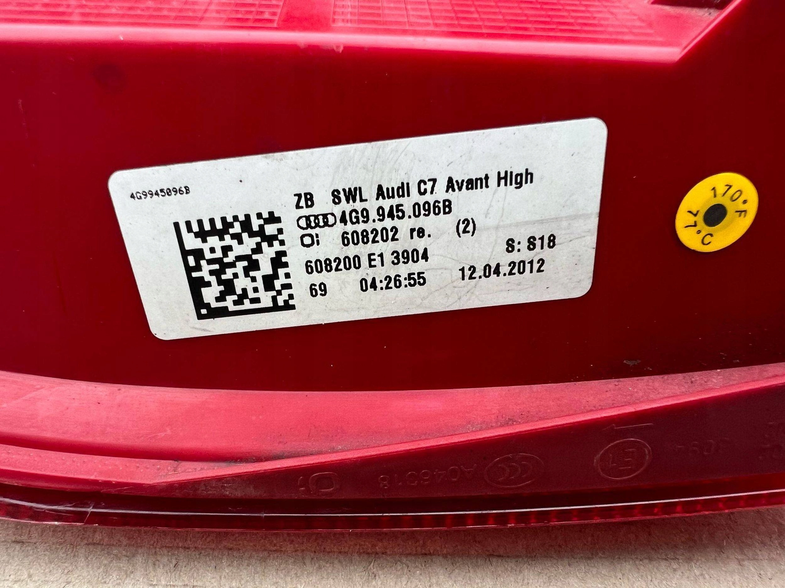 AUDI A6 C7 KOMBI LED 2012-2014 LAMPA TYLNA TYŁ PRAWA Producent części Audi OE