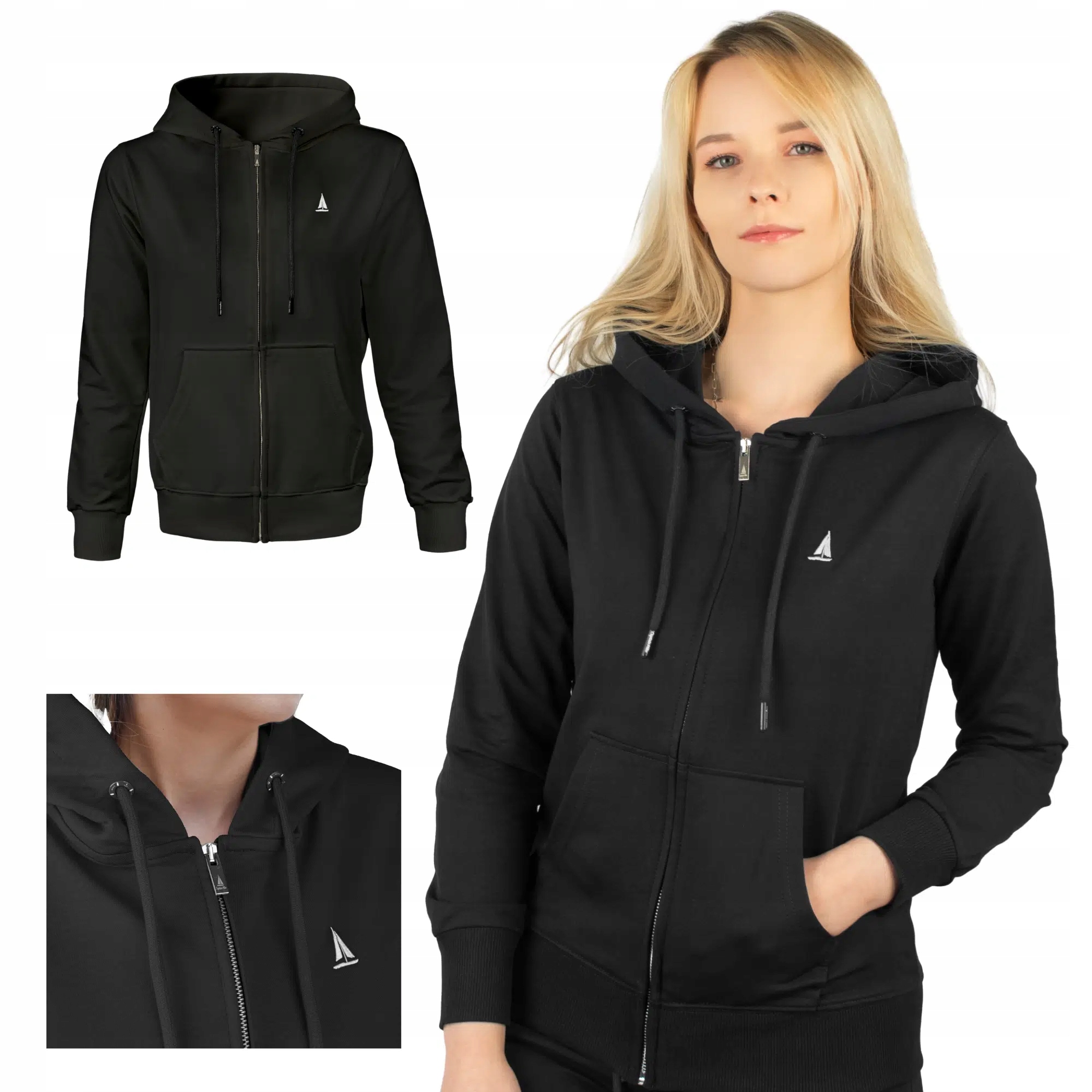 Mikina s kapucí, černá, rozepínací Captain Mike, velikost XL