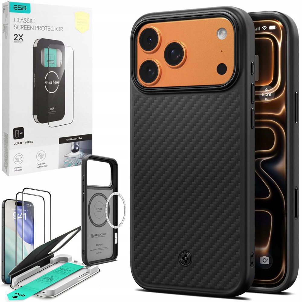 Puzdro Spigen Enzo Aramid MagSafe 2x Esr Sklo pre Apple iPhone 17 Pro