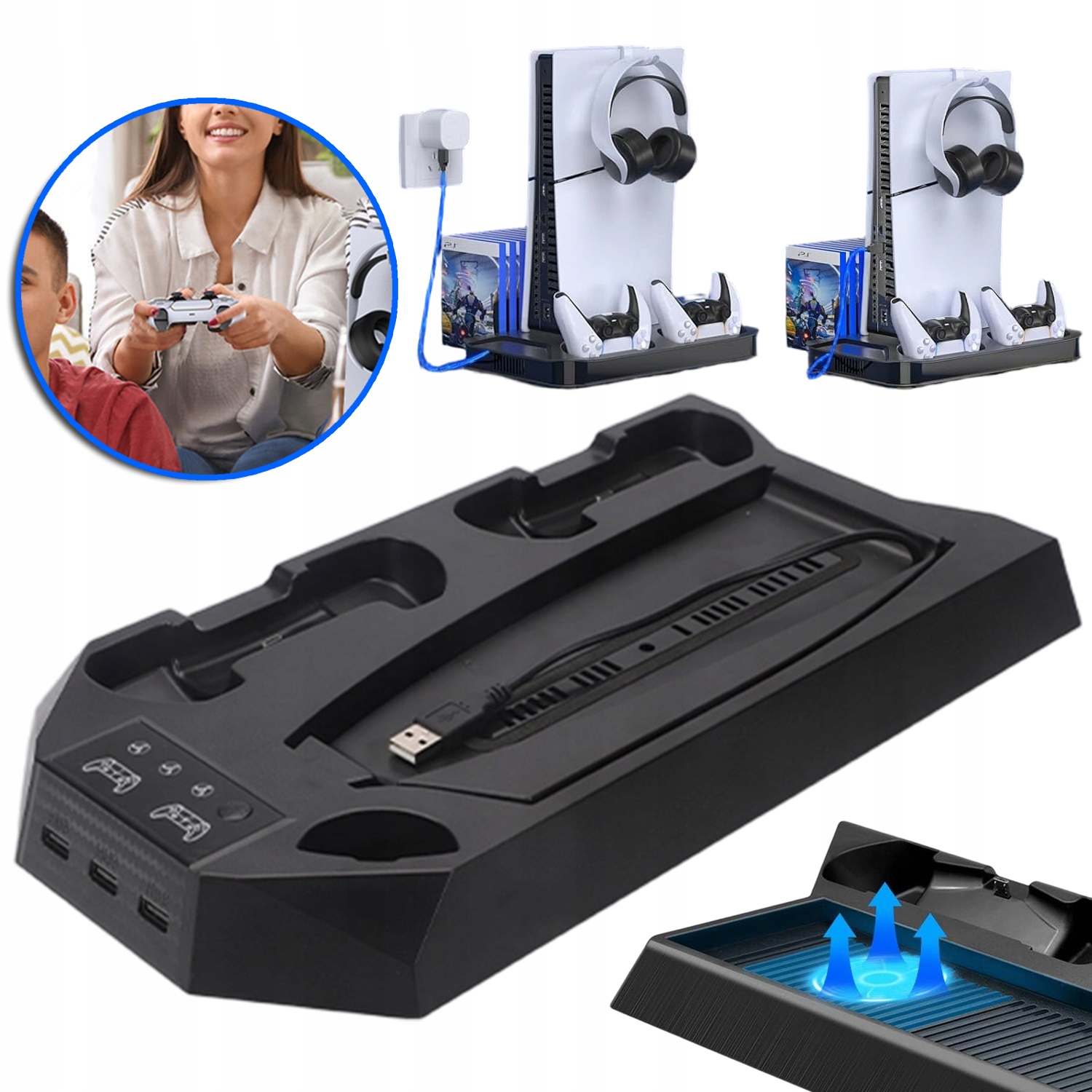 Podstawka Pod PS5 Slim/pro, Ładowarka Podstawka, Chłodząca Ładująca Stojak