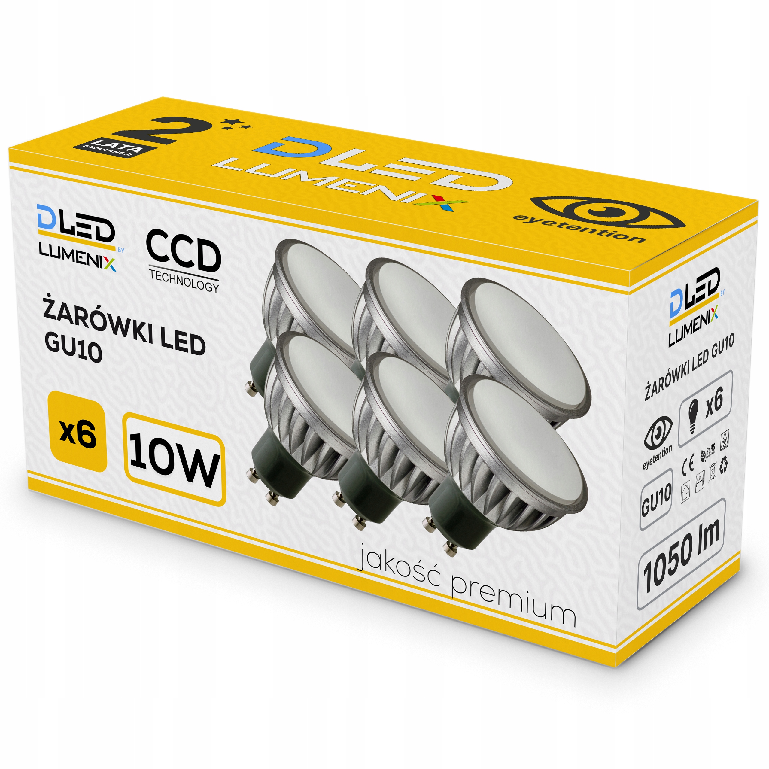 6x Żarówka LED GU10 10W 230V ściemniana Neutralna