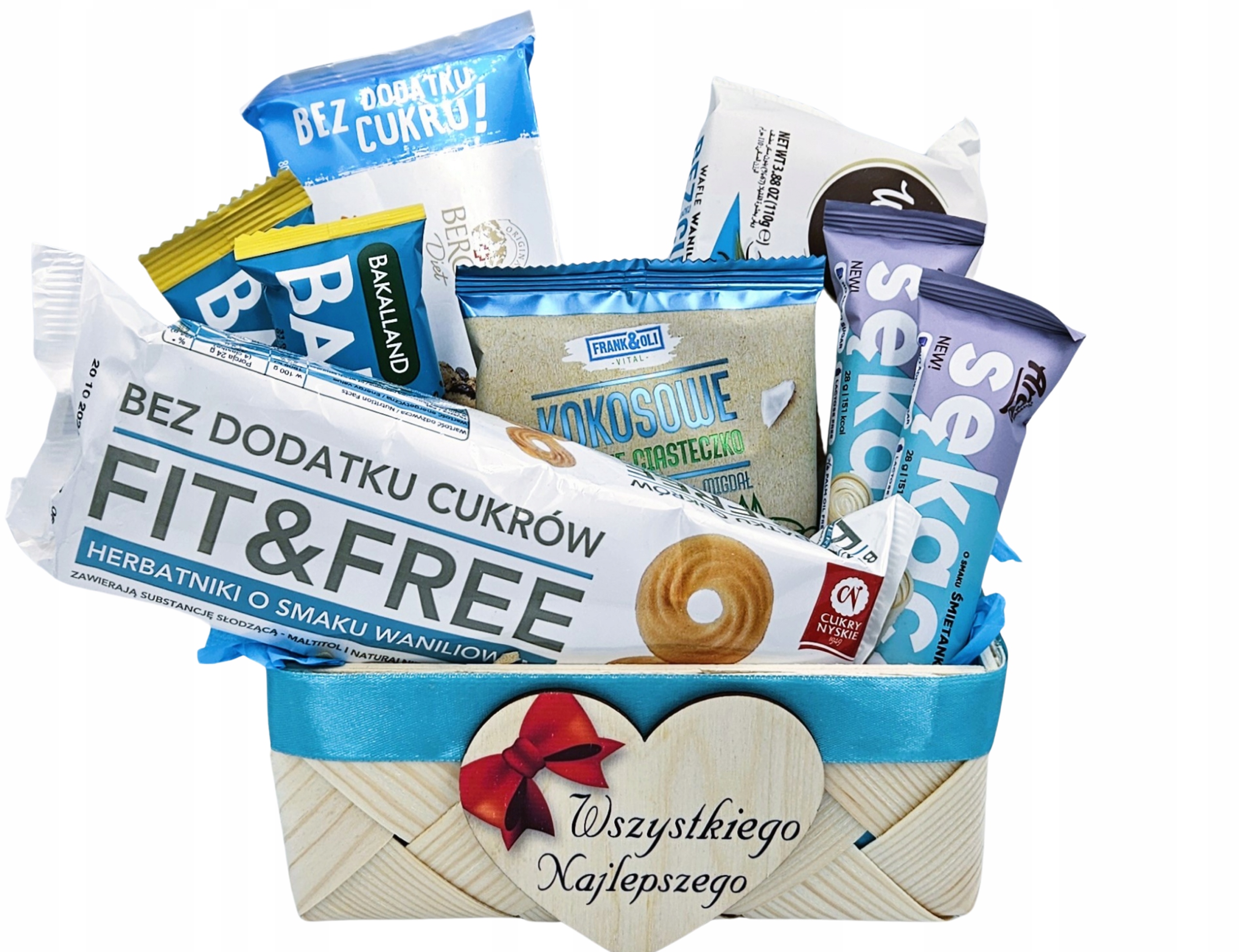 Levně Dárkový koš Sada sladkostí bez cukru Fit Narozeniny Jmeniny 40 50 60 70