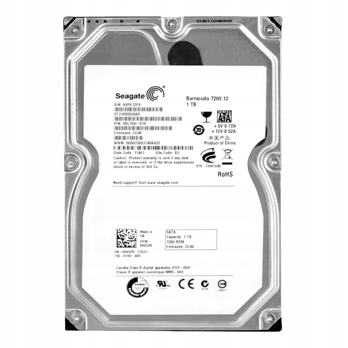 Dell 0H652R 1TB 7.2k 32MB Sata II 3.5'' ST31000528AS