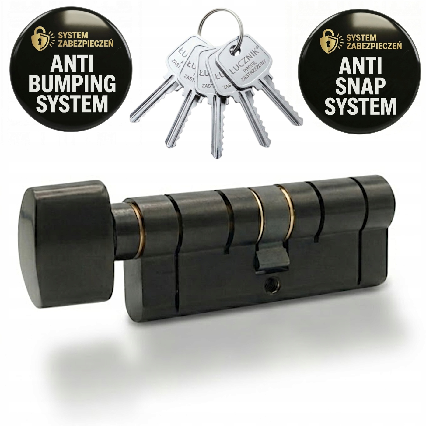 Černá Dveřní Vložka S Knoflíkem 4045 Lukostřelec Lockpol 40/45 5 Klíčů