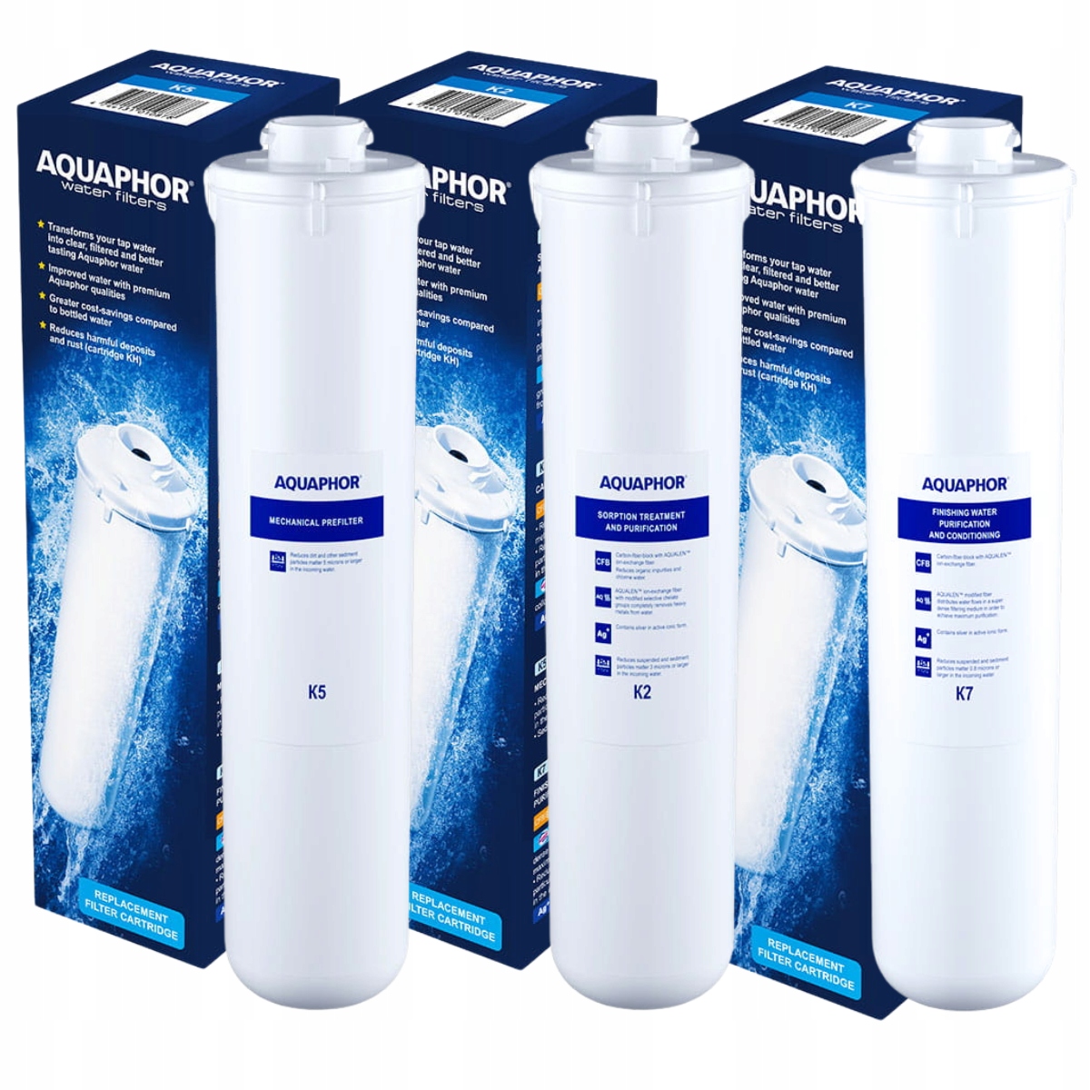 Zestaw wkład filtrujący K2, K5, K7, wkłady wymienne do filtra kryształ A