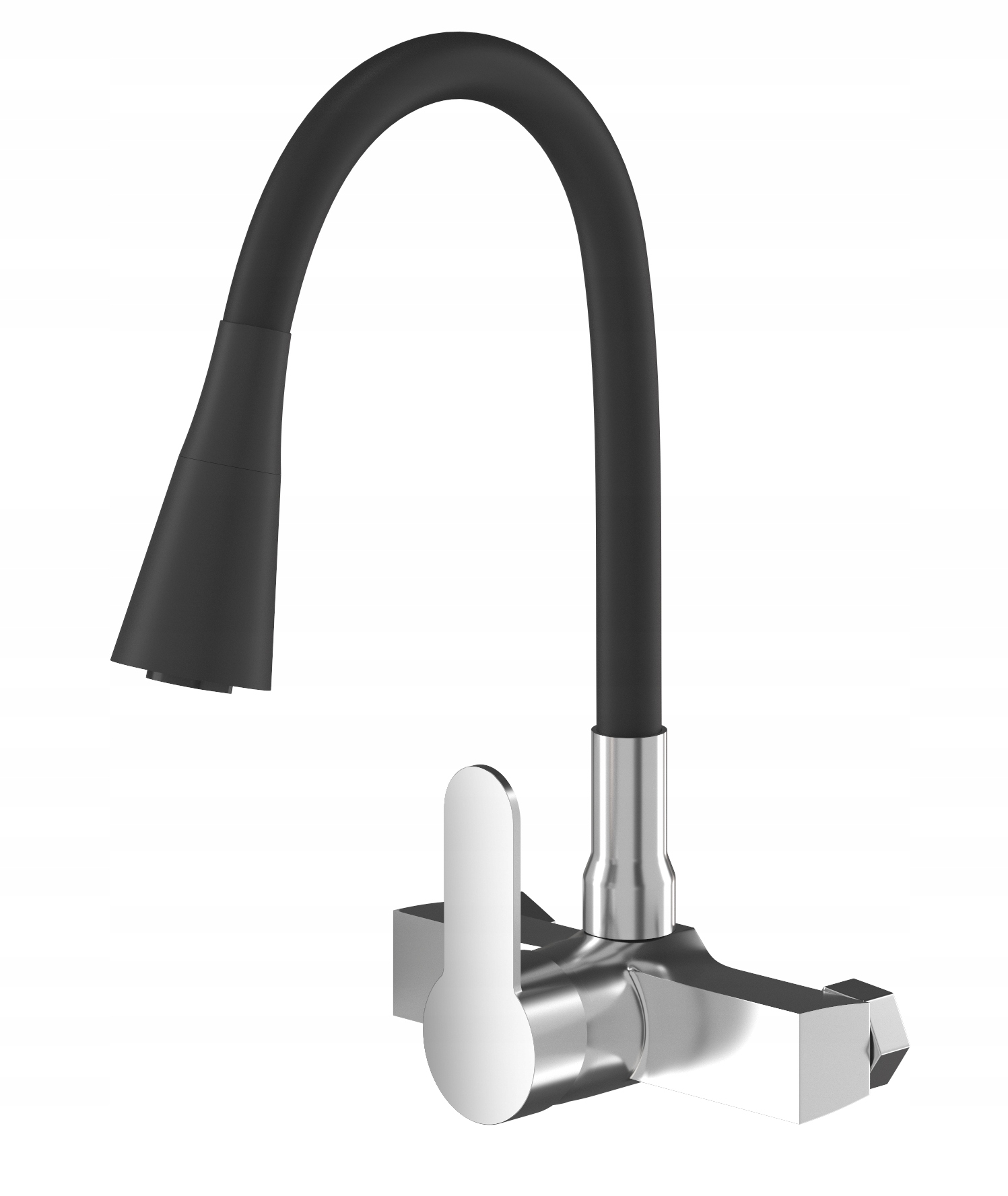 Čierny Kuchynský Kohútik Na Stenu, Pružný, Ohybný Výtok, Chróm, Flexo Umývadlo