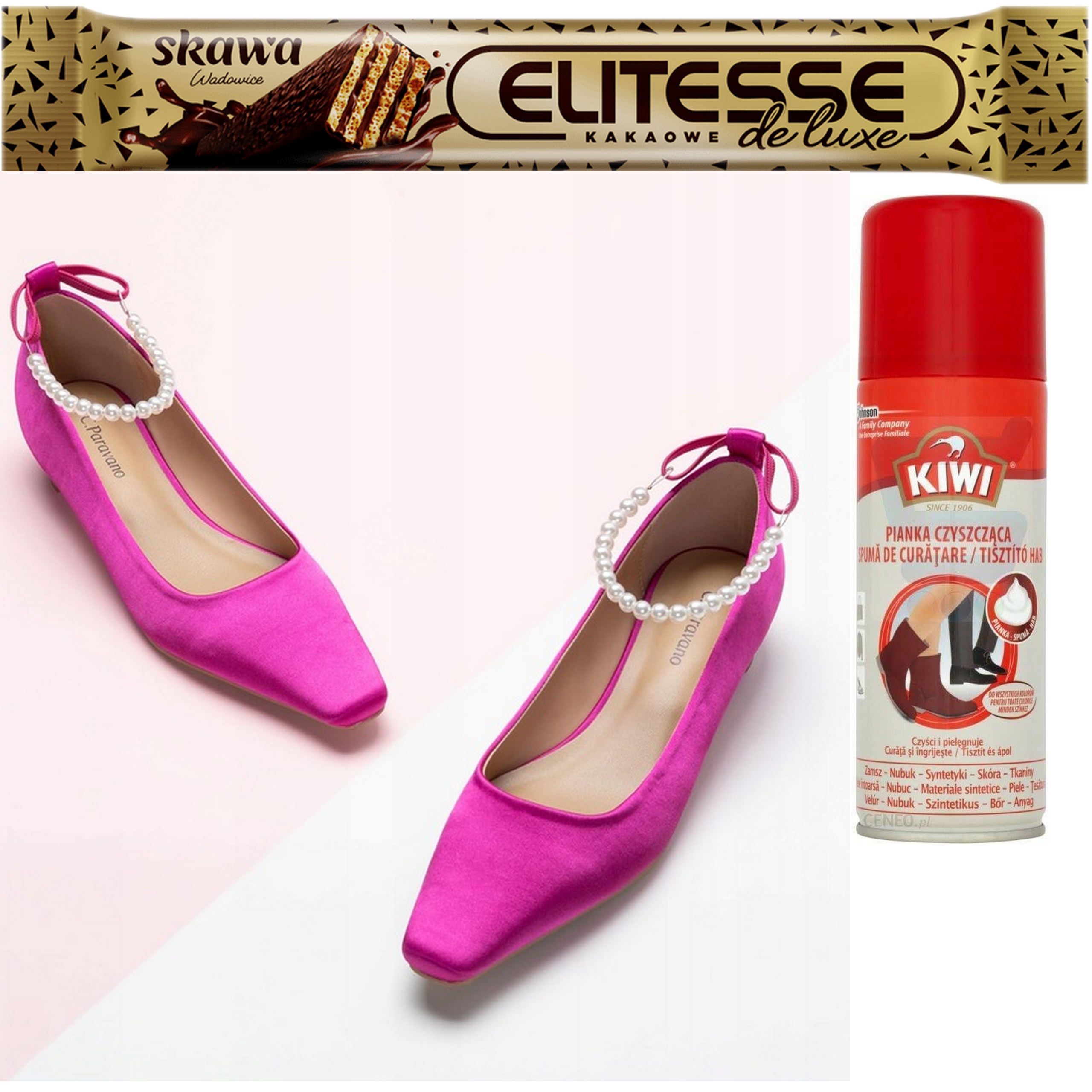 C.Paravano boty růžové saténové lodičky na podpatku s perlami vel.41 Nové