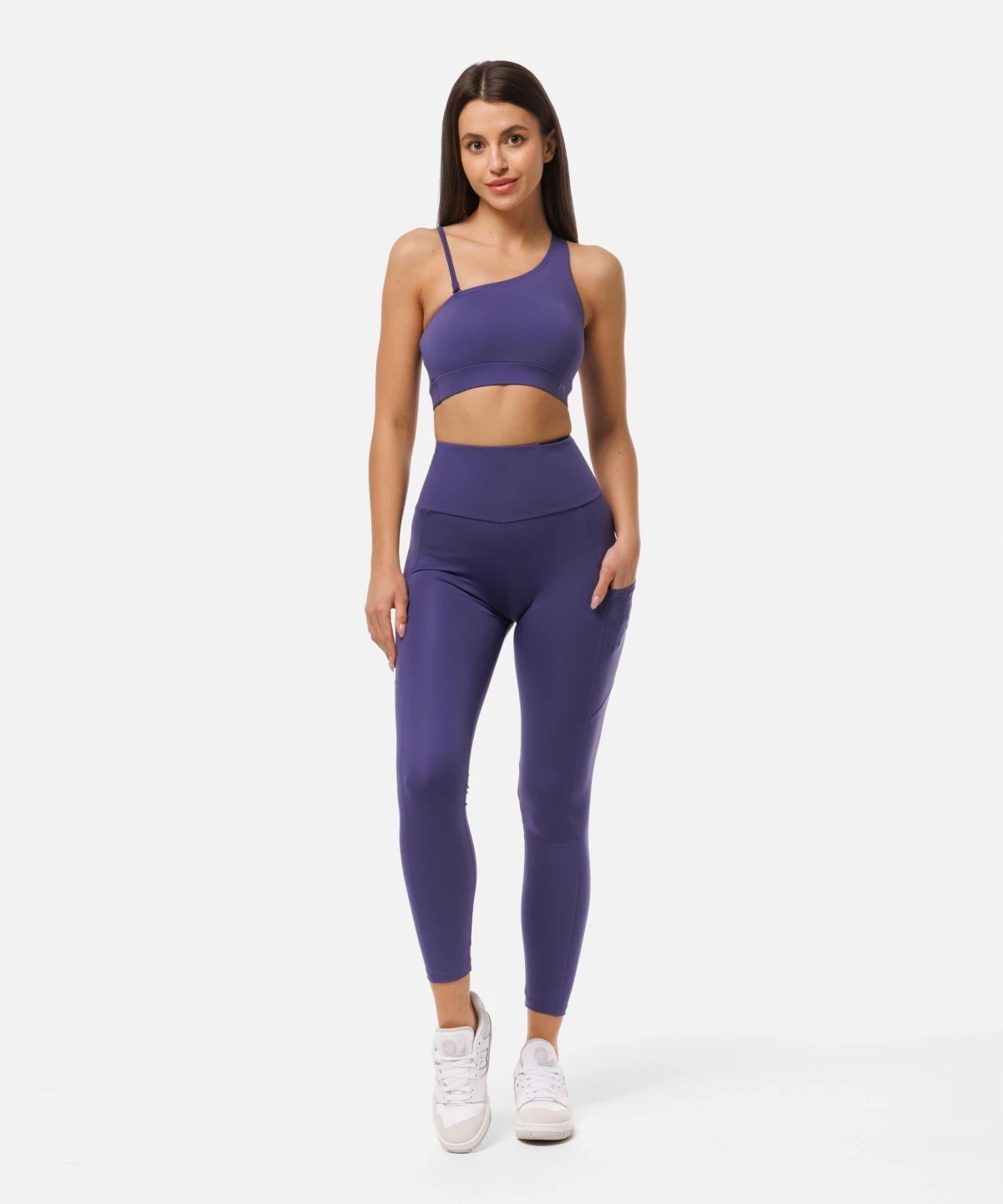 LEGGINSY SPORTOWE FIOLETOWE Z KIESZENIAMI FITNESS BIEGANIE - S Kod producenta 5903845591601