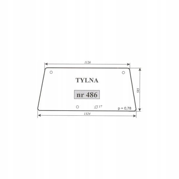 0486 - заднє скло Ursus 3512 Kunow