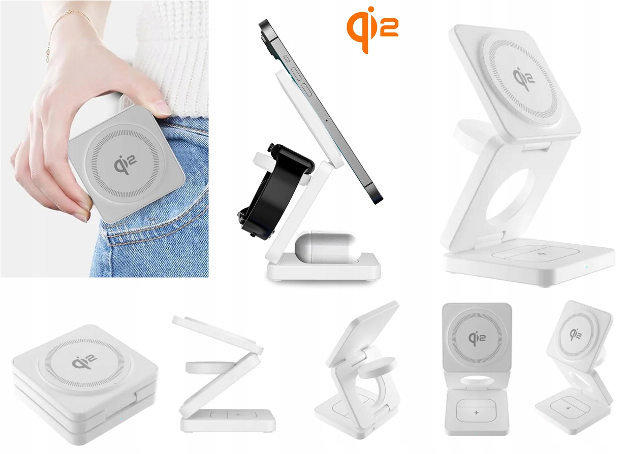 Skládací Indukční Nabíječka Qi2 15W 3v1 Magsafe Iphone Airpods Apple Watc