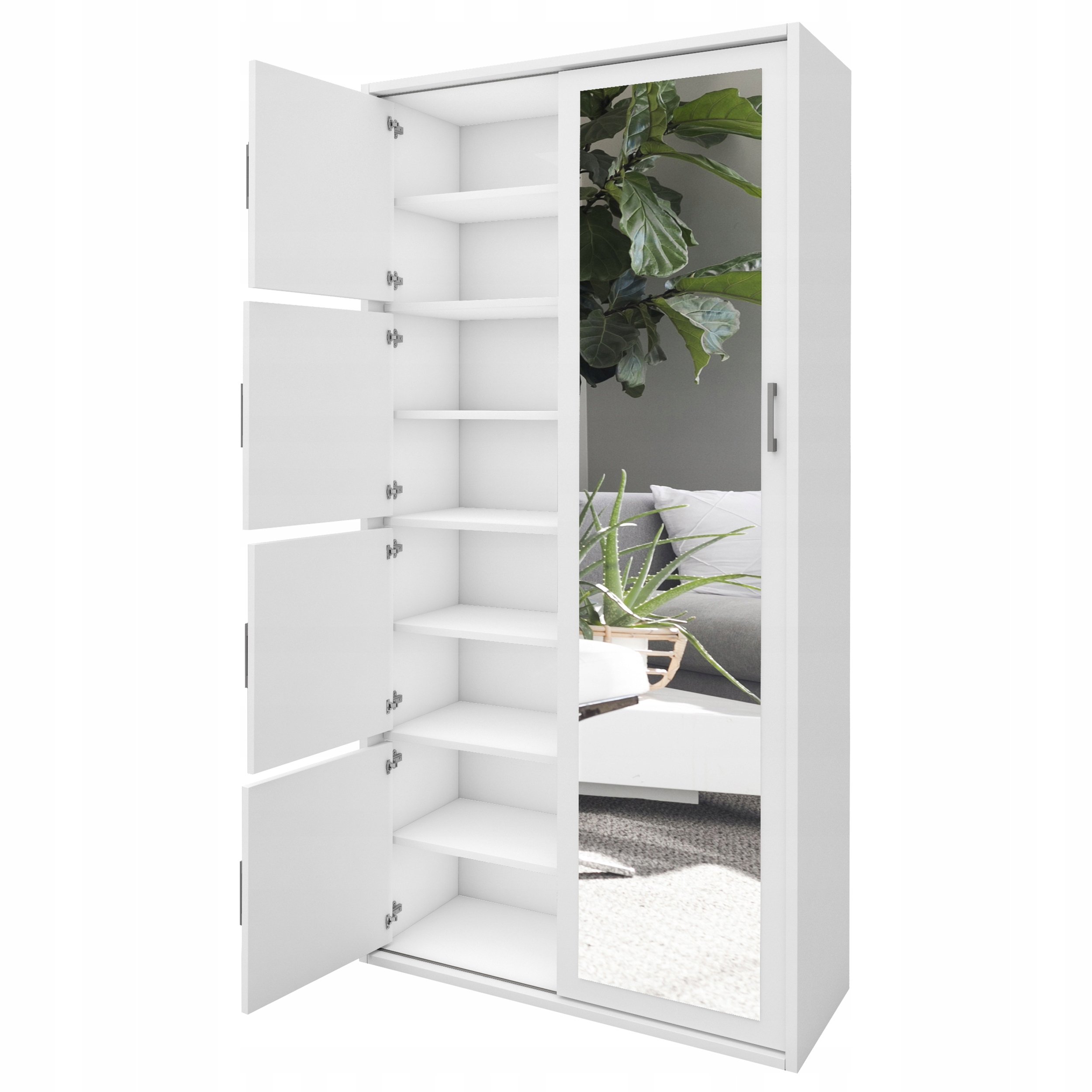 

Szafa przesuwna biała 95 cm garderoba sonoma