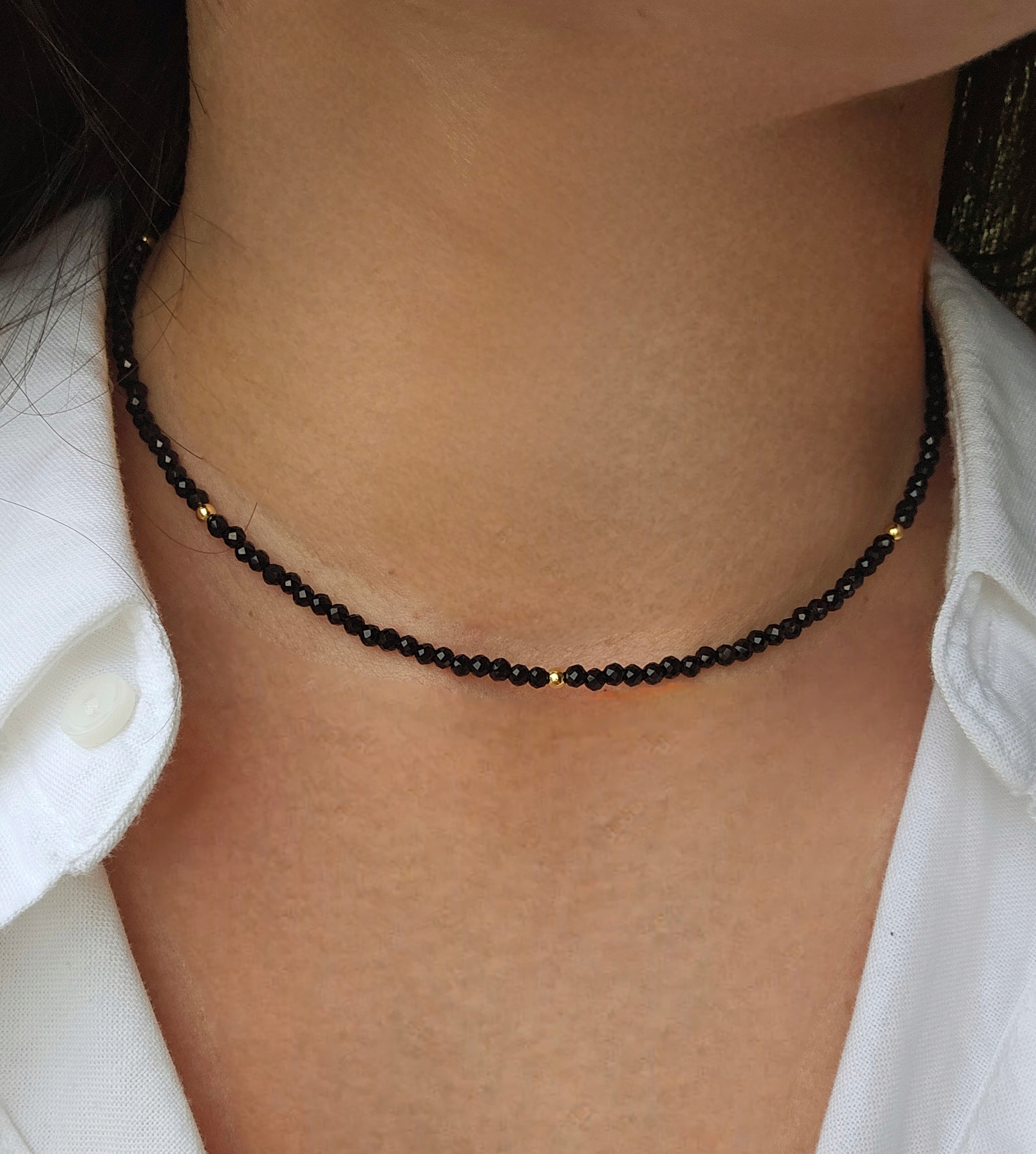 Naszyjnik choker Czarny Turmalin Kamienie Naturalne