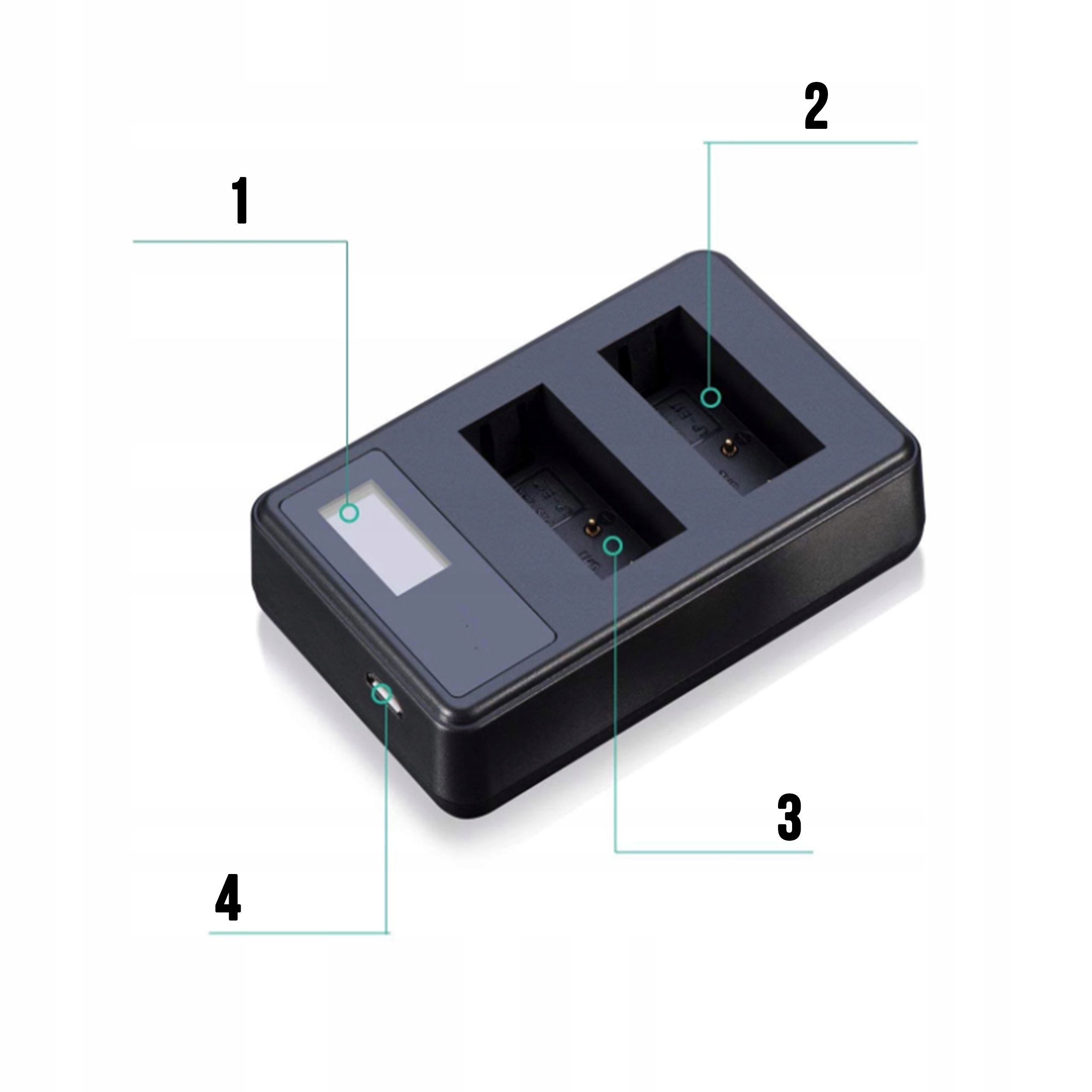 EKEN / SJCAM PODWÓJNA ŁADOWARKA LCD DO KAMER Model D_CHARGER_ LCD
