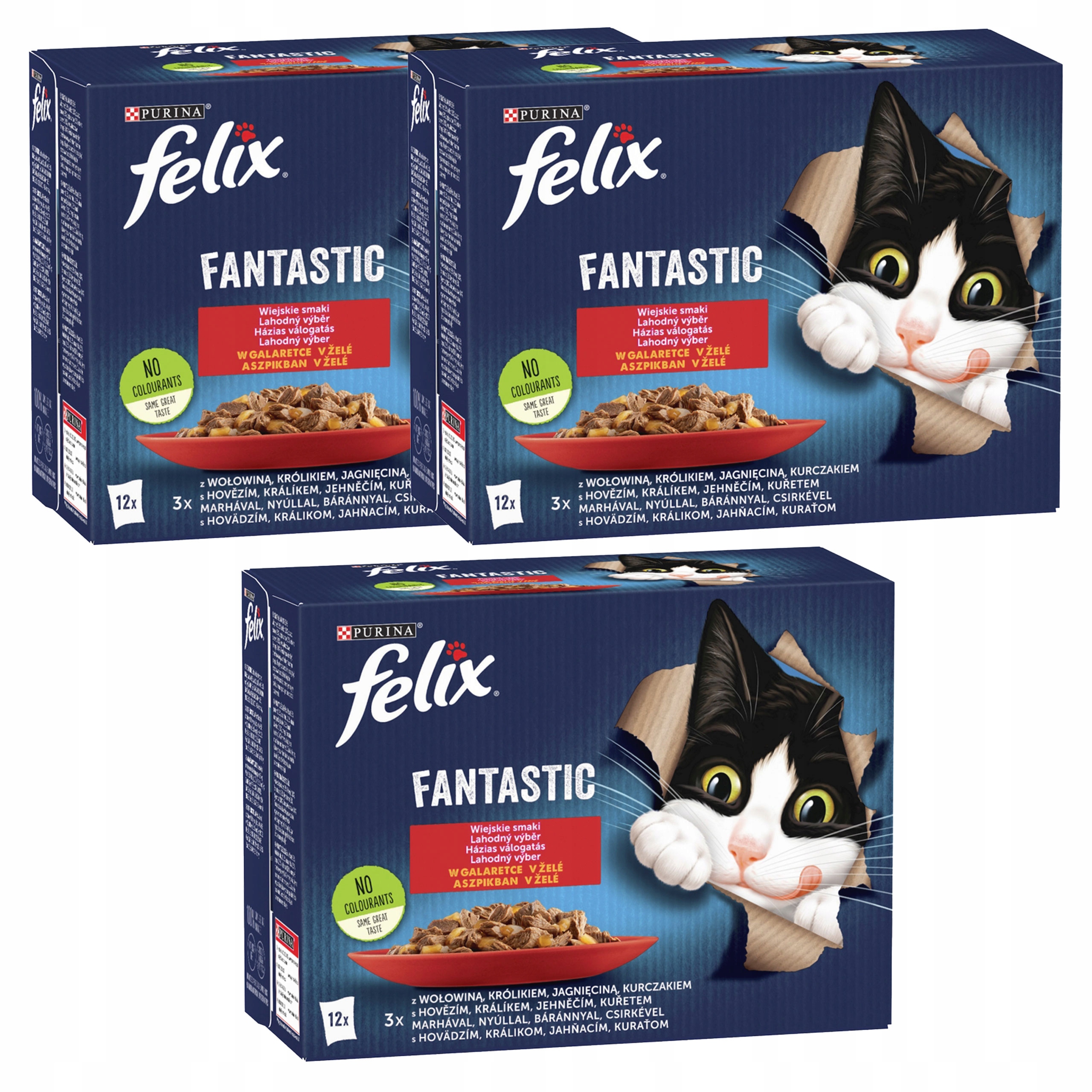 Levně Purina Felix Fantastic krmivo pro kočky pro kočky mix chutí 36 x 85 g