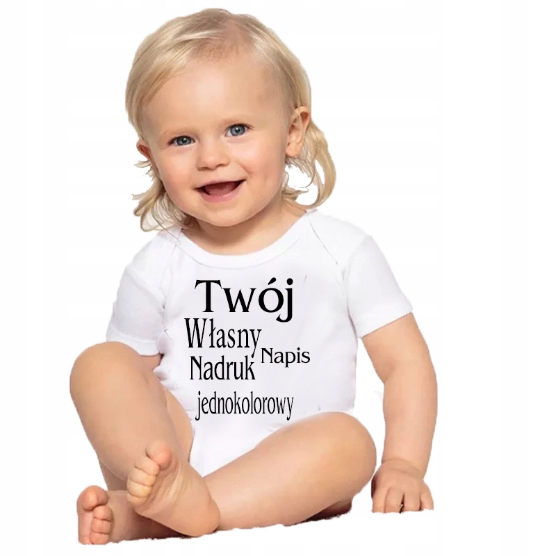 Body Dziecięce z WŁASNYM NADRUKIEM NAPISEM 12MC