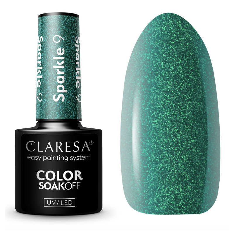 

Claresa Lakier Hybrydowy 9 Sparkle Zielony Brokat