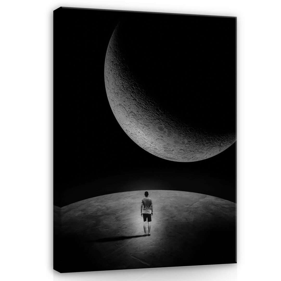 Obraz 75x100 Měsíc člověk osamělost vesmír noc minimalismus prostor