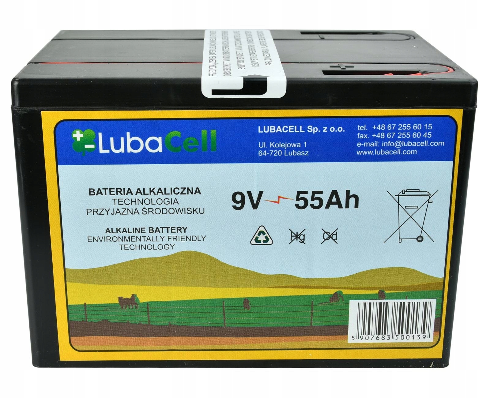 Bateria alkaliczna do elektryzatora, 9 V, 55 Ah, Lubacell