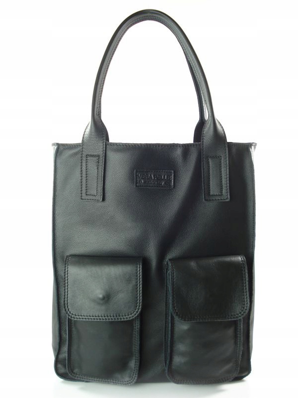 

Torba Worek Vera Pelle Shopper A4 Kieszenie Czarna
