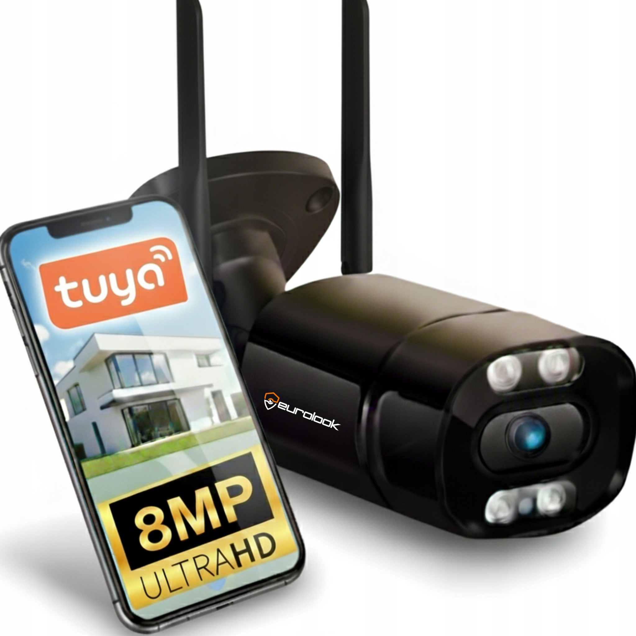 Zewnętrzna kamera IP WiFi 8MPx TUYA SMART Ultra HD 4K zoom SD LED audio SD